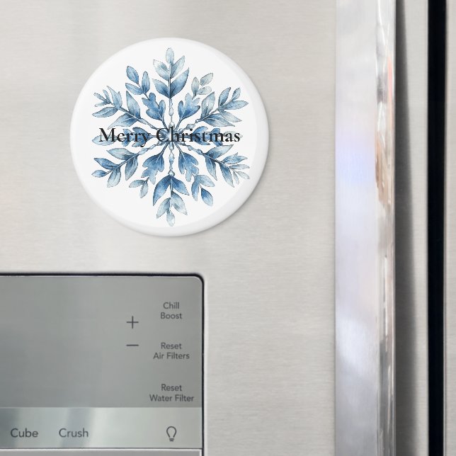 Blue White Winter Snowflake Christmas Magnet (In Situ (Fridge))