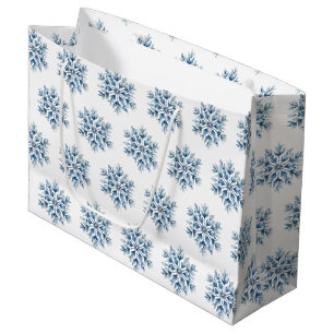 Blue White Winter Snowflakes Large Gift Bag