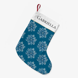Blue White Winter Snowflakes Small Christmas Stocking