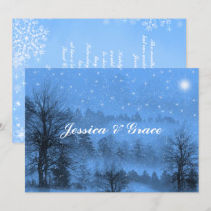 Blue White Winter  Wedding Invitation
