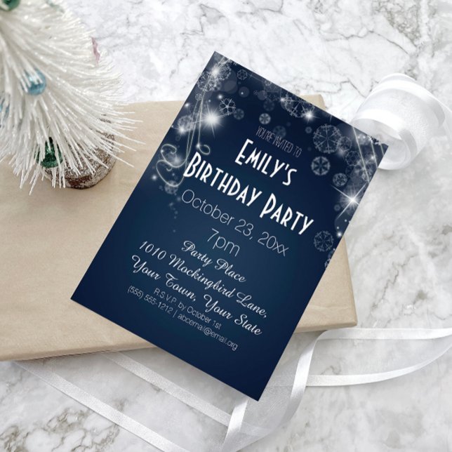Blue & White Winter Wonderland Birthday Party Invitation (Creator Uploaded)