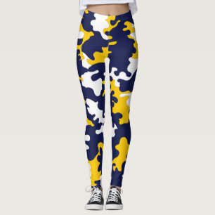 Blue, White, Yellow Camo Leggings