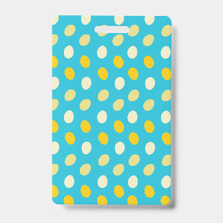 Blue White Yellow Colorful Eggs Bird Nests Dots ID Badge