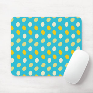 Blue White Yellow Colourful Eggs Bird Nests Dots Mouse Mat