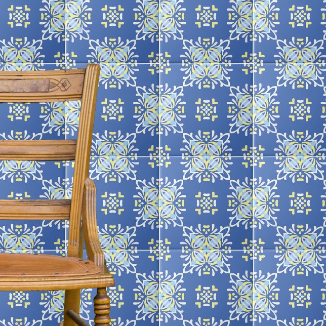 Blue White Yellow Mediterranean Ornate Elegant Tile (Creator Uploaded)
