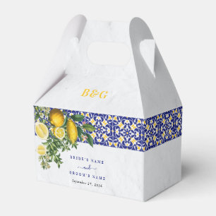 Blue White Yellow Mediterranean Tile Lemon Wedding Favour Box