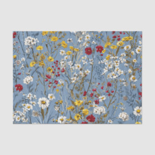 Blue White Yellow Red Ditsy Pastel Boho Vintage Tissue Paper