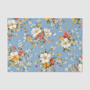 Blue White Yellow Red Ditsy Pastel Boho Vintage Tissue Paper