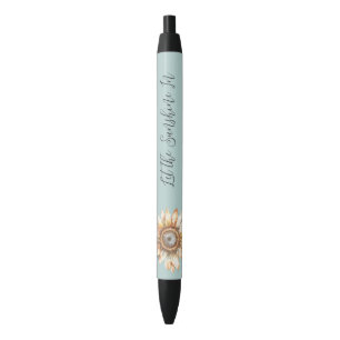 Blue White Yellow Sunflower Black Ink Pen