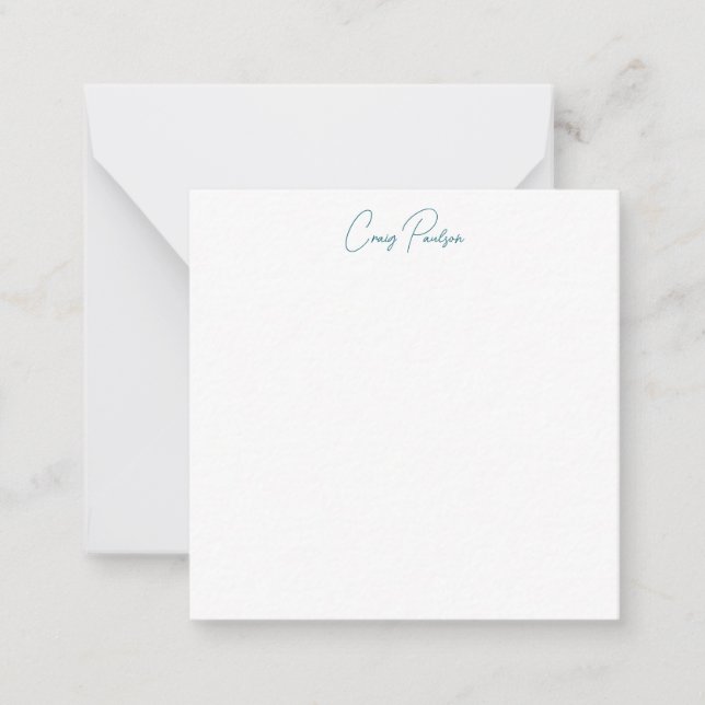 Blue White Your Name Calligraphy Unique Minimalist Card (Front)