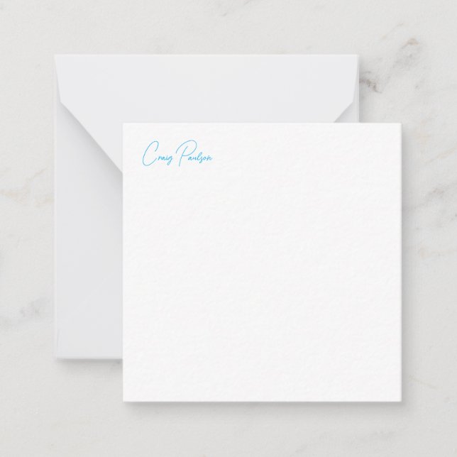 Blue White Your Name Calligraphy Unique Minimalist Card (Front)