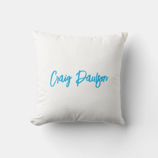 Blue White Your Name Calligraphy Unique Minimalist Cushion
