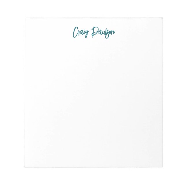 Blue White Your Name Calligraphy Unique Minimalist Notepad (Front)