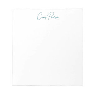 Blue White Your Name Calligraphy Unique Minimalist Notepad
