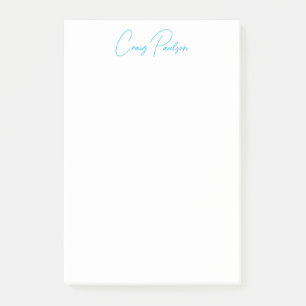 Blue White Your Name Calligraphy Unique Minimalist Post-it Notes