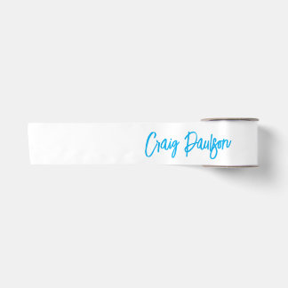 Blue White Your Name Calligraphy Unique Minimalist Satin Ribbon