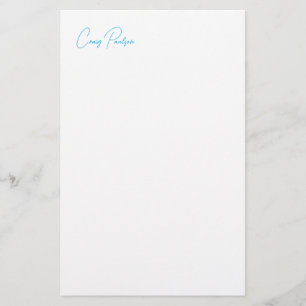 Blue White Your Name Calligraphy Unique Minimalist Stationery