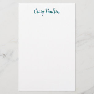 Blue White Your Name Calligraphy Unique Minimalist Stationery