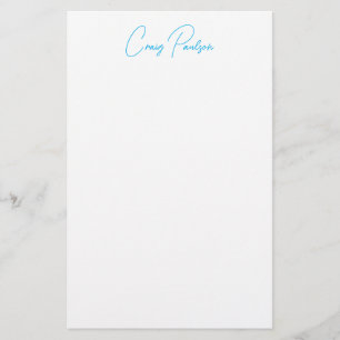 Blue White Your Name Calligraphy Unique Minimalist Stationery