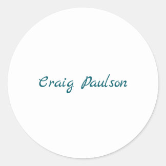 Blue White Your Name Unique Special Minimalist Classic Round Sticker