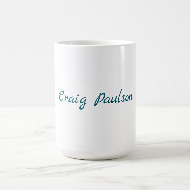 Blue White Your Name Unique Special Minimalist Coffee Mug (Center)