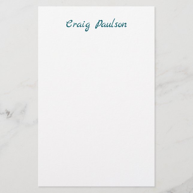 Blue White Your Name Unique Special Minimalist Stationery (Front)