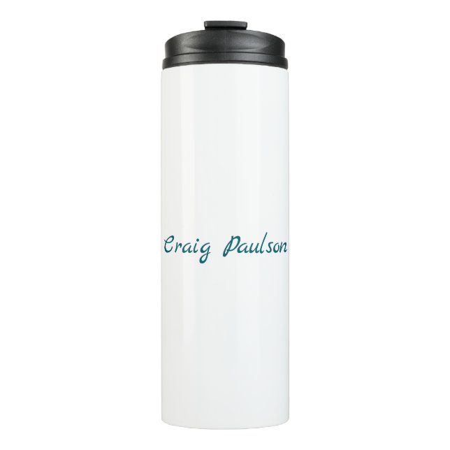 Blue White Your Name Unique Special Minimalist Thermal Tumbler (Front)