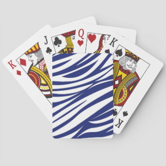 Blue & White Zebra Stripe Pattern Playing Cards