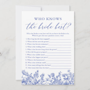 Blue Who Knows The Bride Best Bridal Shower Game Invitation