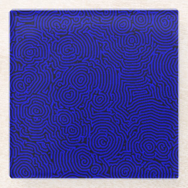 Blue Whorls Glass Coaster (Front)