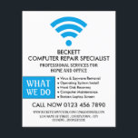 Blue Wi-Fi Logo, Computer Repair Specialist Advert Flyer<br><div class="desc">Blue Wi-Fi Logo,  Computer Repair Specialist Advertising Flyers By The Business Card Store.</div>
