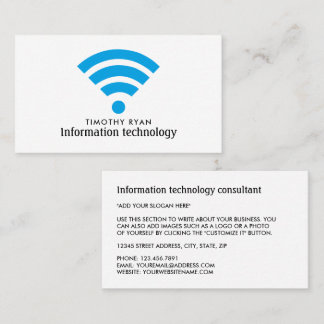 Blue Wi-Fi Logo, Information Technology, Computer Business Card