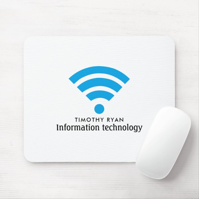 Blue Wi-Fi Logo, Information Technology, Computer Mouse Mat (With Mouse)