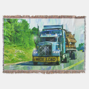 Blue Wide Load Scaffolding Truck-lovers' Art Throw Blanket