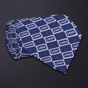 Blue (Wide Rectangle) Logo Chequerboard Tie
