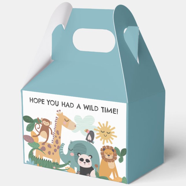 Blue Wild Animal Birthday Favour Box (Front)