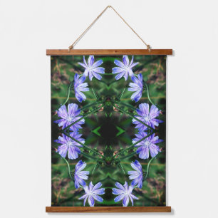 Blue Wild Chicory Flowers Abstract  Hanging Tapestry