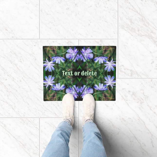 Blue Wild Chicory Flowers Abstract Personalised Doormat (Indoor)