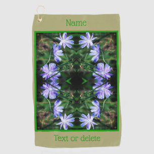Blue Wild Chicory Flowers Abstract Personalised Golf Towel