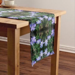 Blue Wild Chicory Flowers Abstract   Short Table Runner