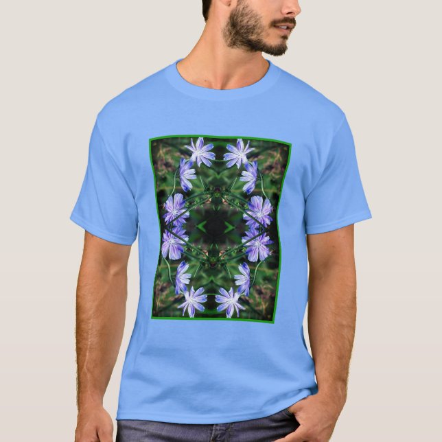 Blue Wild Chicory Flowers Abstract  T-Shirt (Front)