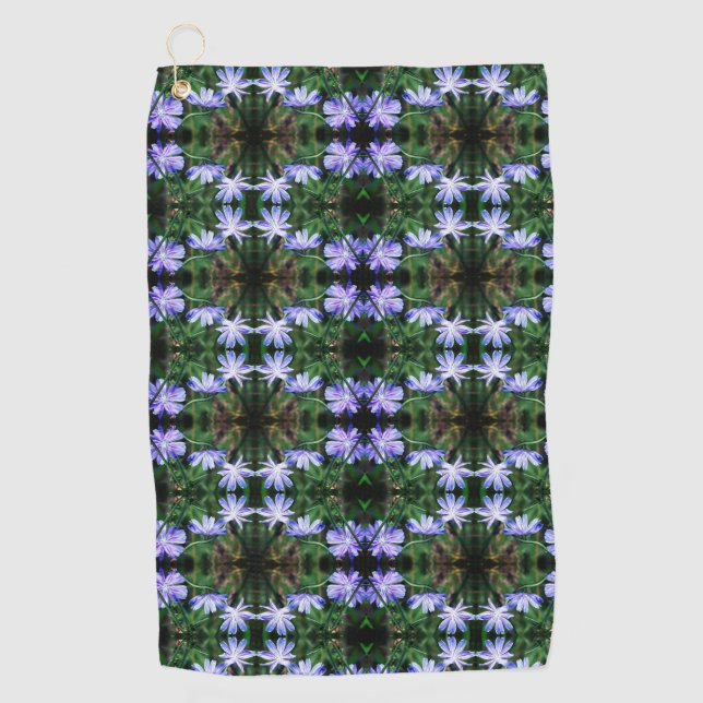Blue Wild Chicory Flowers Pattern      Golf Towel (Front)