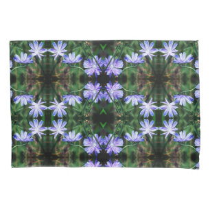 Blue Wild Chicory Flowers Pattern Pillowcase
