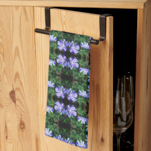 Blue Wild Chicory Flowers Pattern Tea Towel