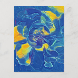 Blue Wild Floral Rose Fine Art Postcard