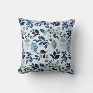 Blue Wild Flower Meadows Throw Pillow