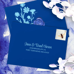 Blue Wild Flowers Pre-addressed RSVP Envelope