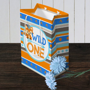 Blue Wild One Woodland Fox 1st Birthday Gift Bag