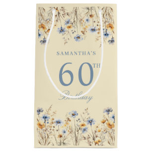 Blue Wildflower 60th Birthday  Small Gift Bag