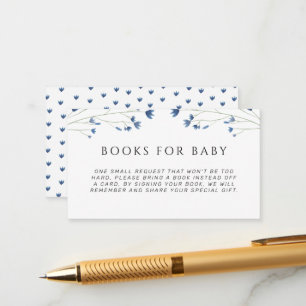 Blue Wildflower Baby Shower Books For Baby  Enclosure Card